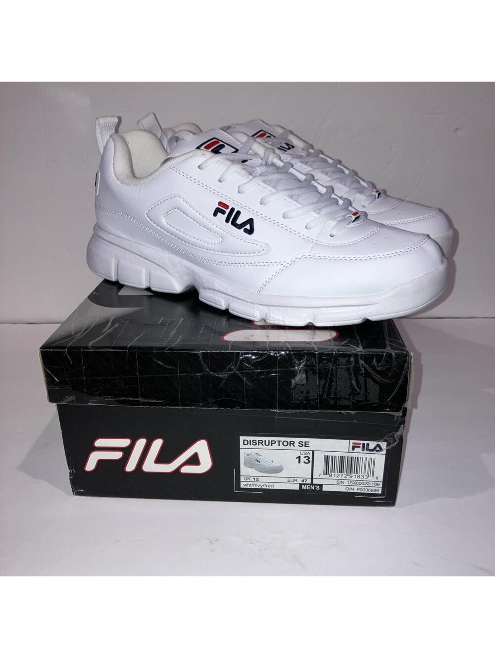 FILA DISRUPTOR SE MENS 13 WHITE RED WHITE P0036996 NEW